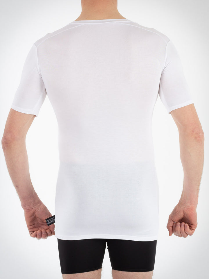 Picture of back of Sweat Protect undershirt in white
