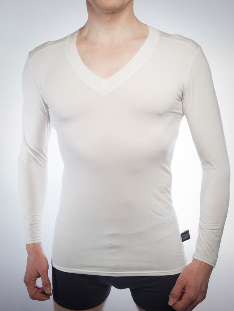 Men's Long Sleeved V Neck Undershirt Robert Owen ® UK – Robert