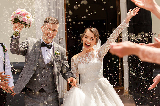 Picture of a happy bride and groom at their wedding