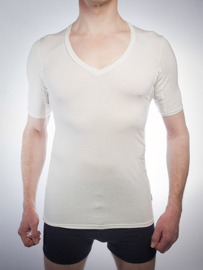 Picture of front of micro modal sweat protect undershirt in white