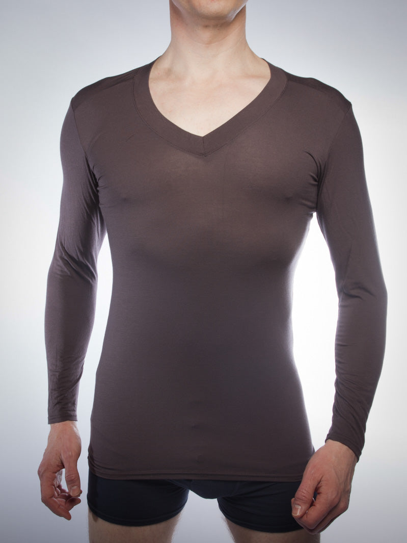 Men's Long Sleeved V Neck Undershirt | Robert Owen ® UK – Robert Owen ...