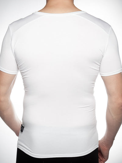 Deep v-neck undershirt in white bamboo fabric - back view